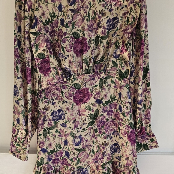 Zara Floral Long Sleeve Dress in Purple and Green - Picture 5 of 7